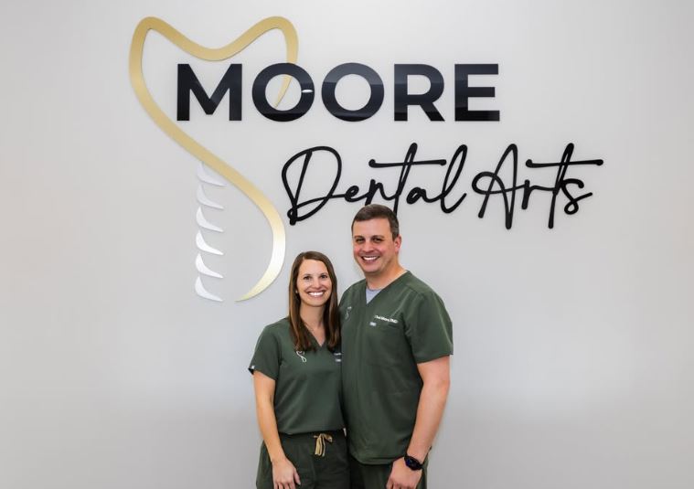 Drs. Chad and Alecia Moore, experts in family and cosmetic dentistry at Moore Dental Arts.